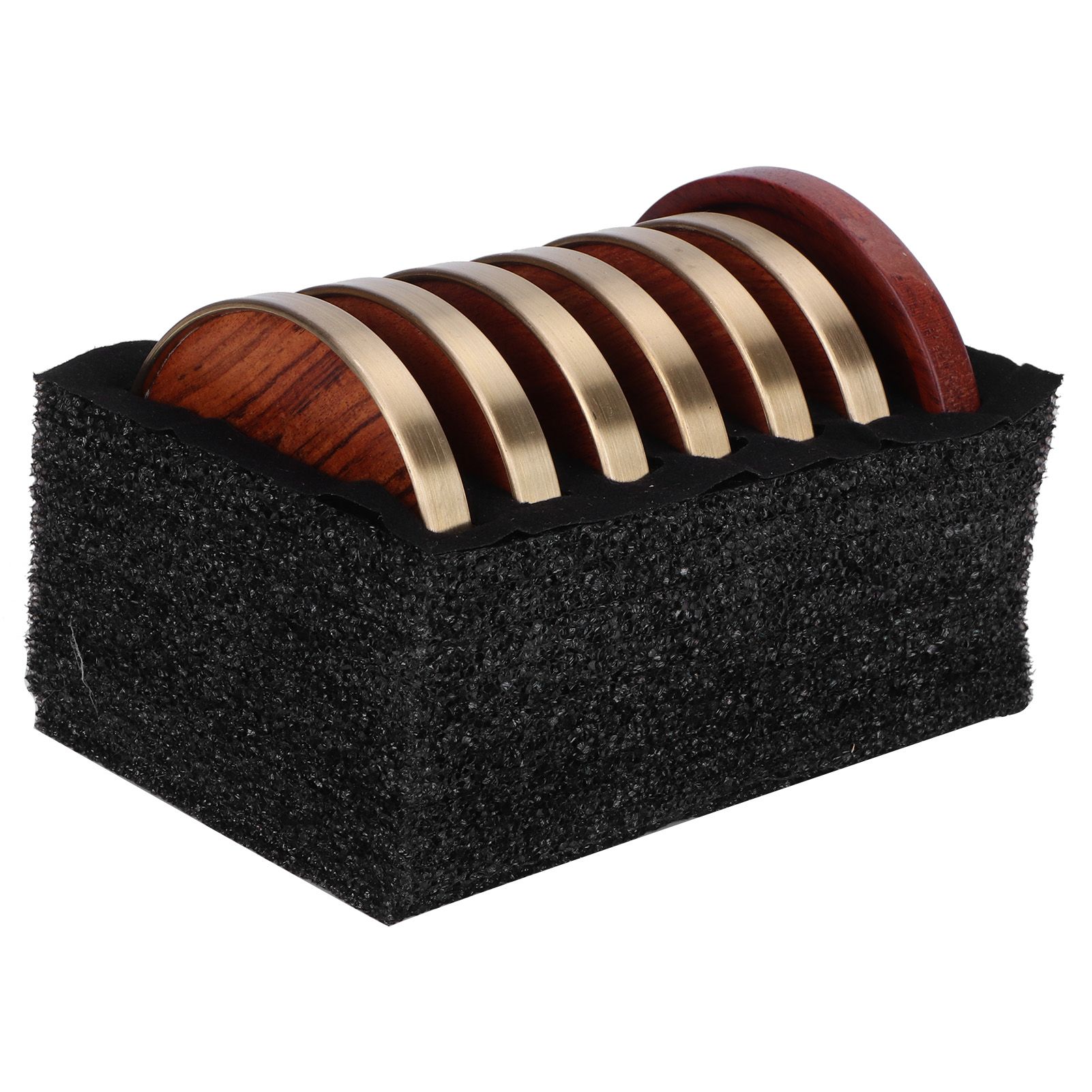 Wooden Tea Cup Mat Insulation Desktop Cup Pad Set with Base Tray Tea Ceremony AccessoriesRosewood โ image 2