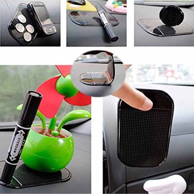 New Powerful Car Silica Gel Magic Sticky Pad Anti-Slip Non Slip Mat for Phone No windshield mount (Black) โ image 3