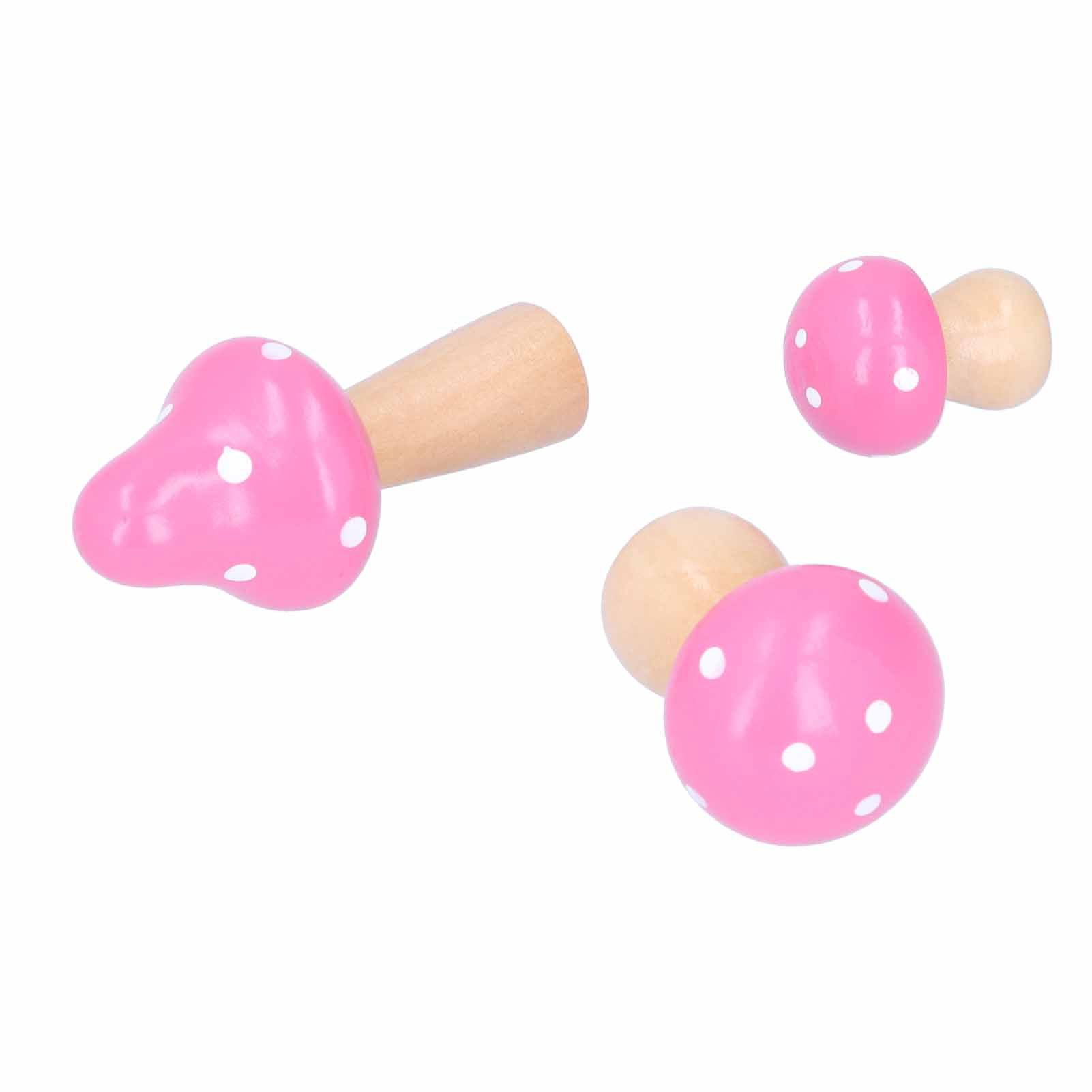 3Pcs/Set Mushroom Crafts Innovative Cute Wooden Ornaments Home Office Desktop DecorationPink — image 6