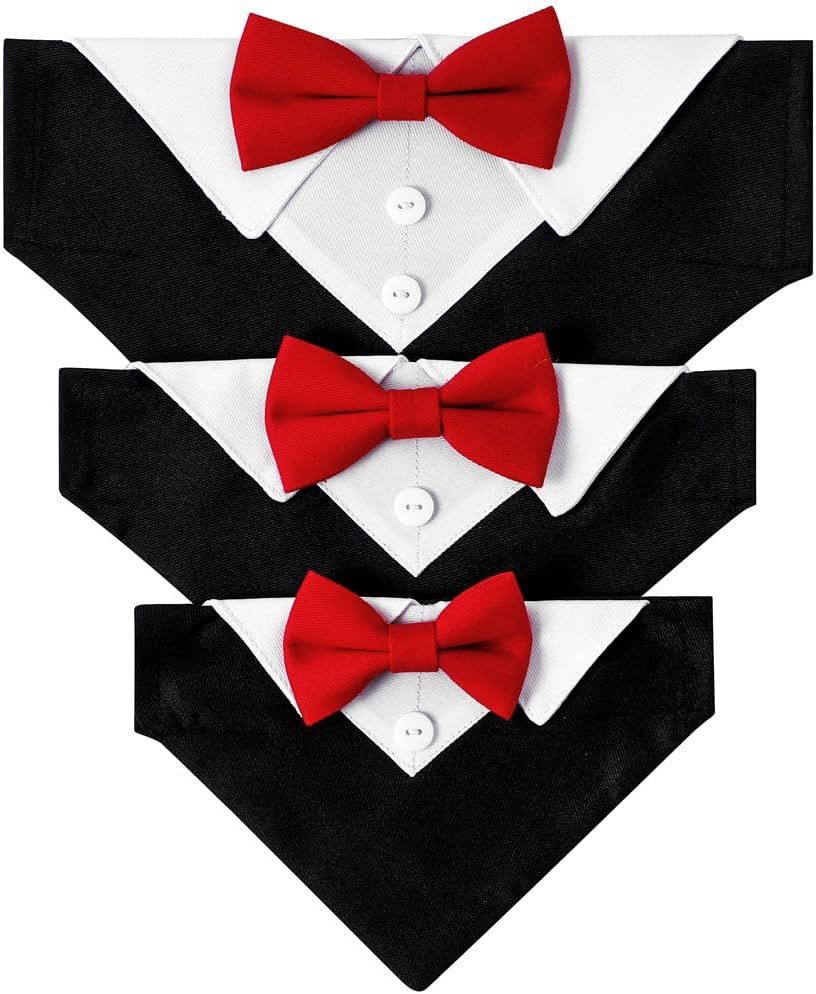Formal Dog Tuxedo, Wedding Dog Collar with Bow Tie, Adjustable Pet Wedding Collar Bandana for Small Medium Large Dogs Large — image 2