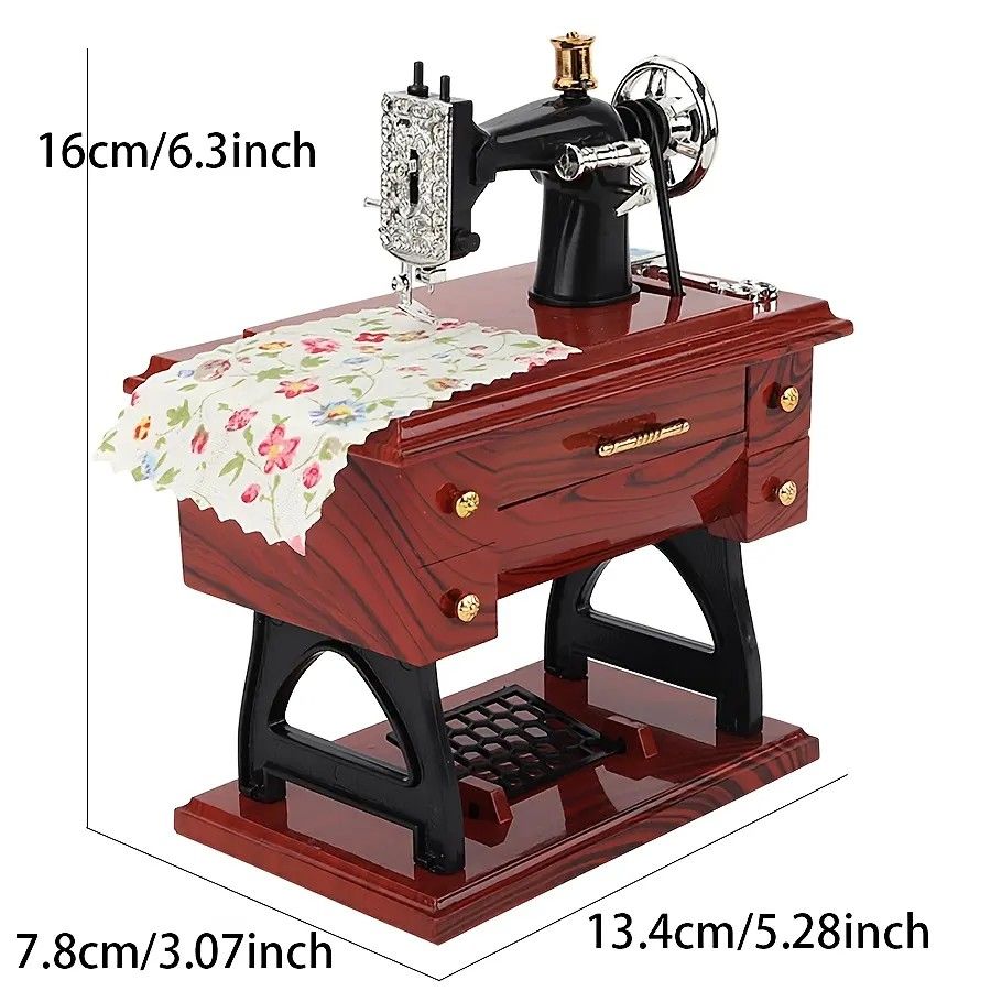 Vintage Sewing Machine Music Box – Winding Out Melodies of Time, Preserving Memories of the Years — image 6