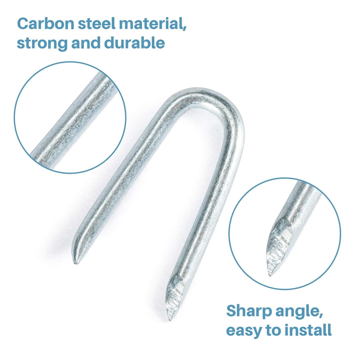 U Fence Staples,100 Pcs 0.8 x 0.5in Galvanized U Shaped Nails,Steel Wire Fencing Staples,Heavy Duty Staples Fencing Staples,U Nails for Wood Fencing Barbwire — image 3