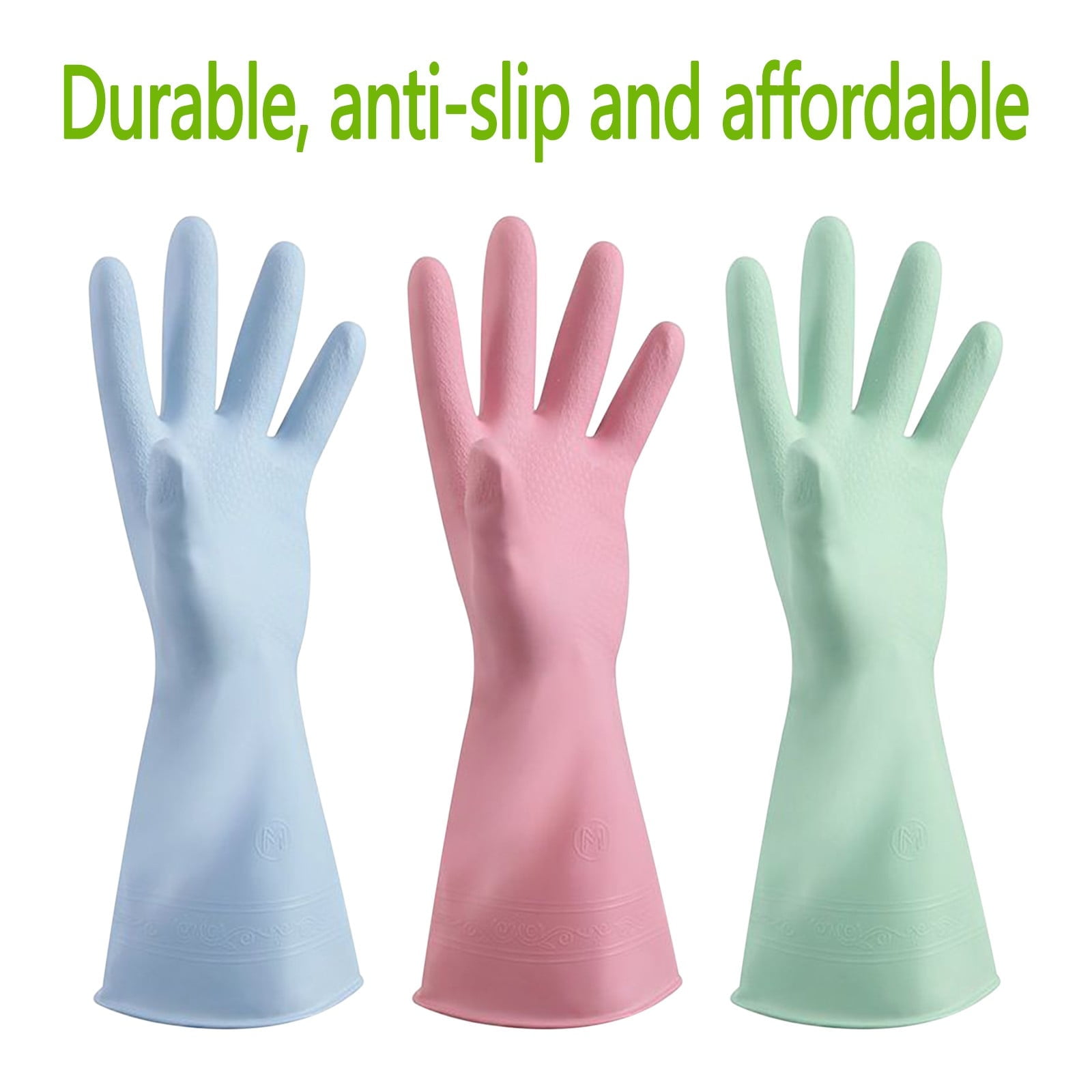 Reusable Household Dishwashing Gloves, Food-Grade Natural Rubber Gloves with Non-Slip Textured Grip and Long Cuffs, Mint Green, Size M โ image 5