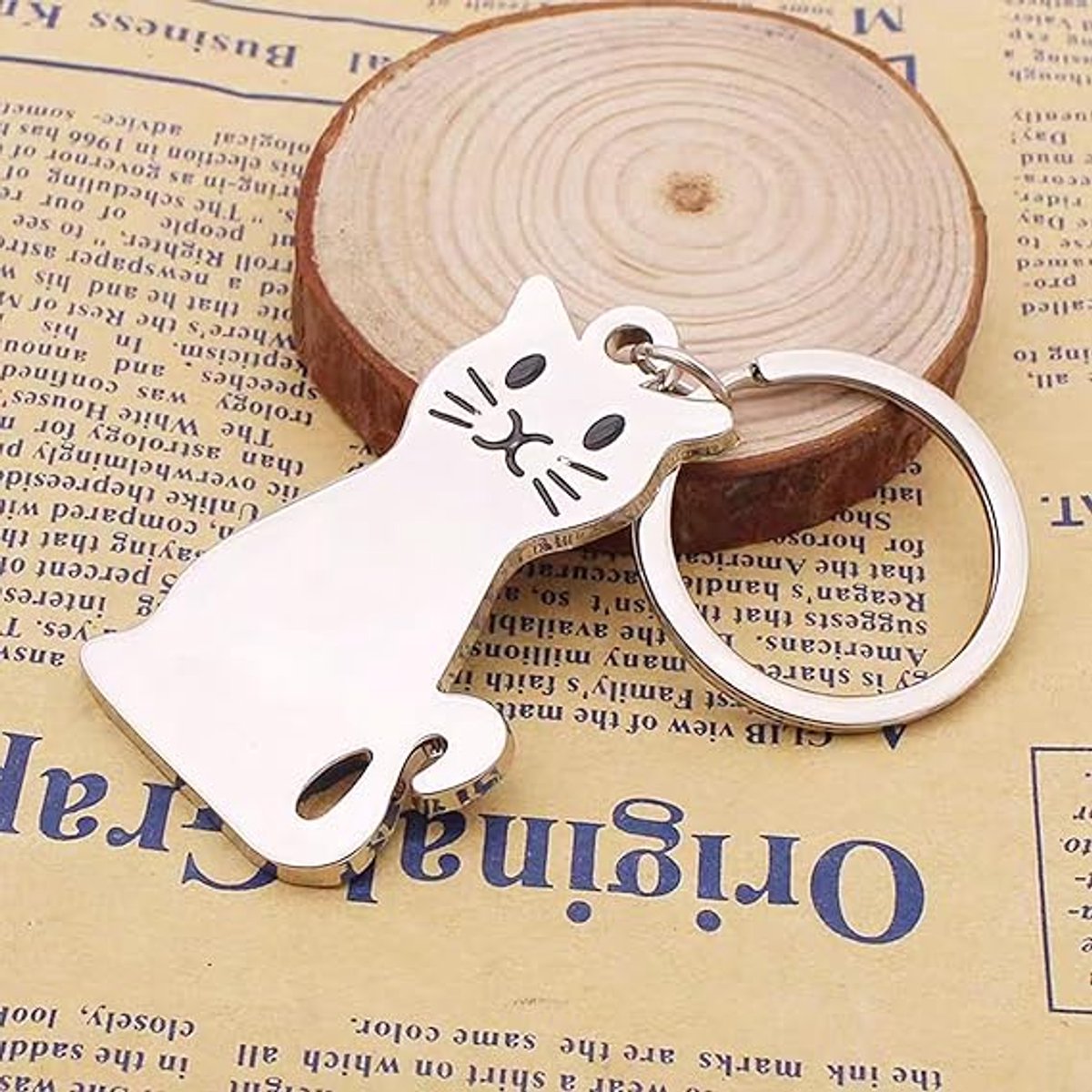 Keychain - Cat Keychain - Cute Keychain - Perfect Gift for Lovers, Friends and Best Friend - Silver — image 3