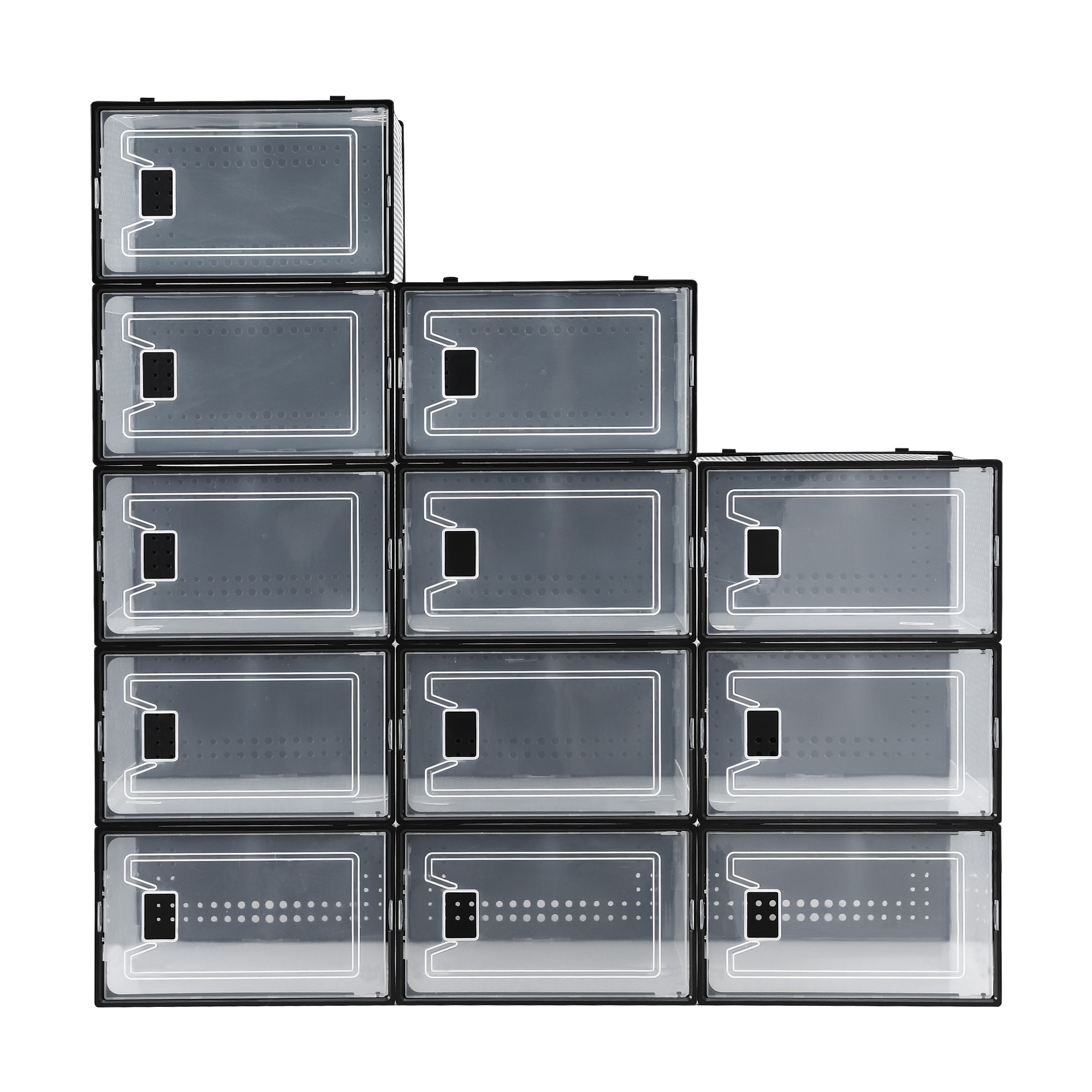 Artiss Shoe Storage Box DIY Set of 12 Stackable Black — image 4