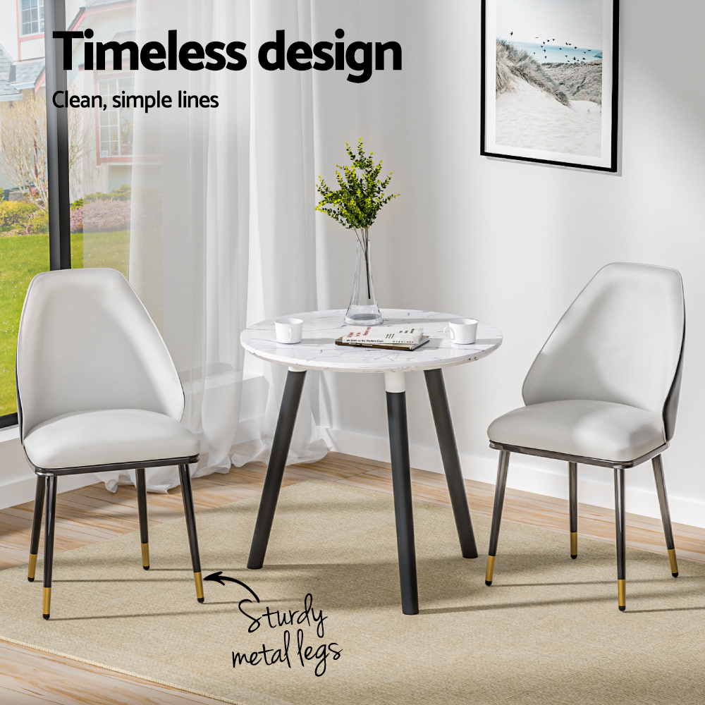 Artiss Dining Chairs Set of 2 Leather Seat Beige and Black โ image 4