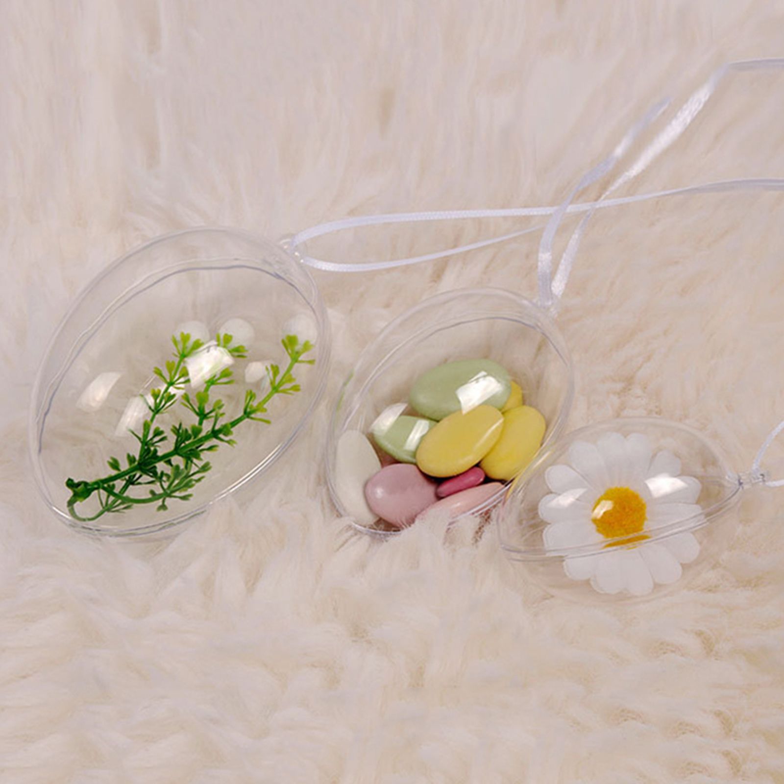 10Pcs Transparent Hollow Oval Ornaments Balls Plastic Egg Shaped Balls Preserved Flower Easter Decoration — image 4
