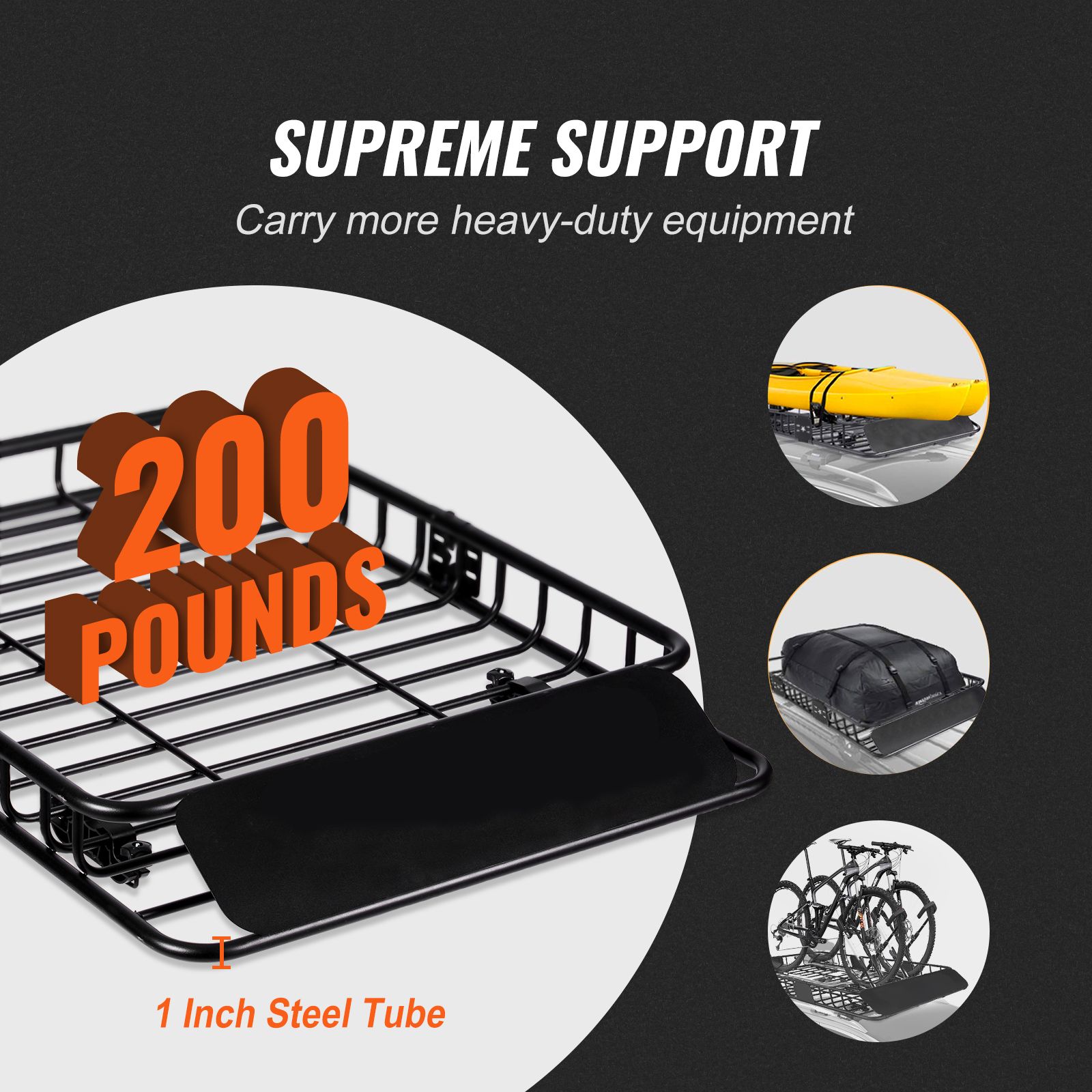 Roof Rack Cargo Basket 200 LBS Capacity 46"x36"x4.5" for SUV Truck Cars — image 2