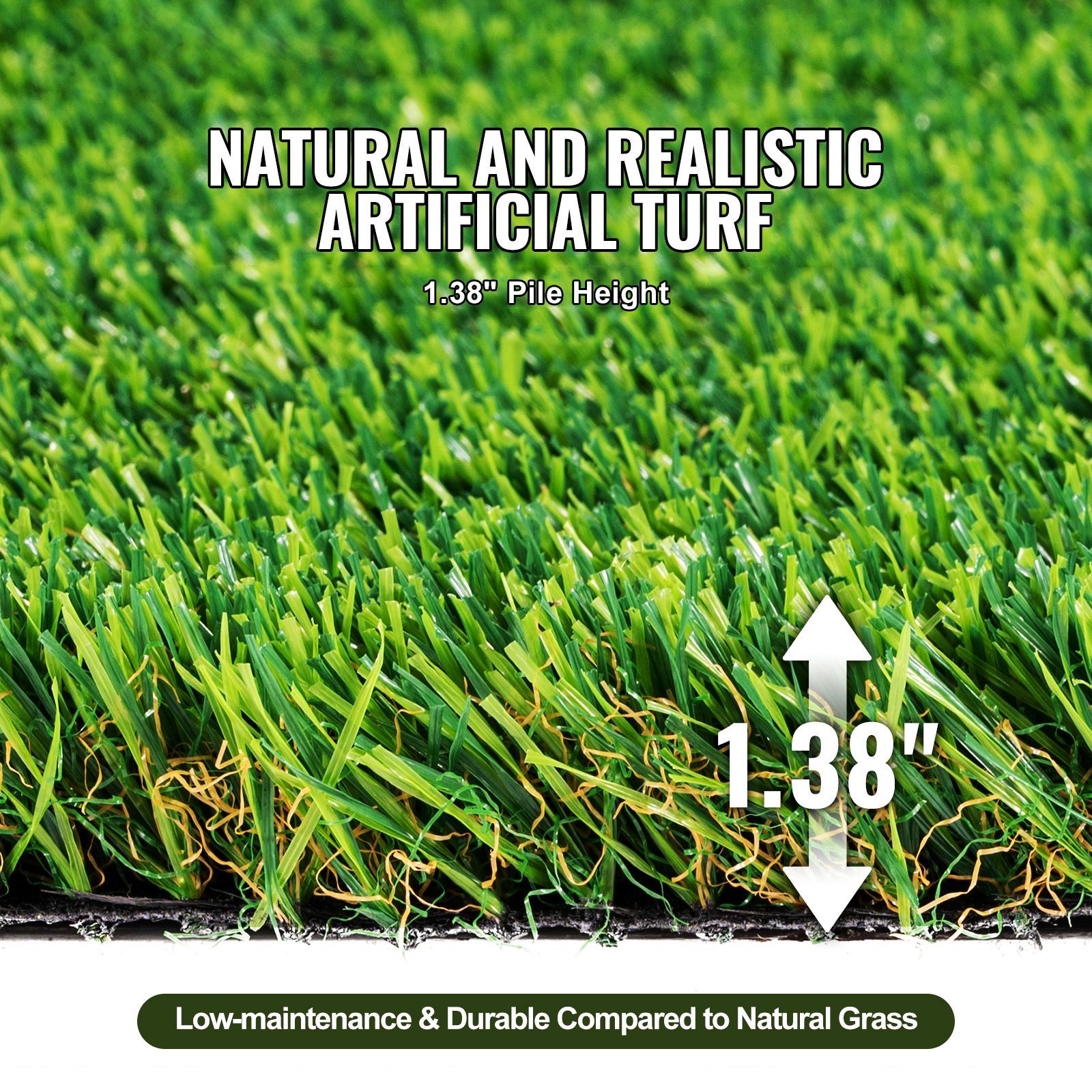 Artifical Grass, 6 x 10 ft Rug Green Turf, 1.38"Fake Door Mat Outdoor Patio Lawn Decoration, Easy to Clean with Drainage Holes, Perfect For Multi-Purpose Home — image 2