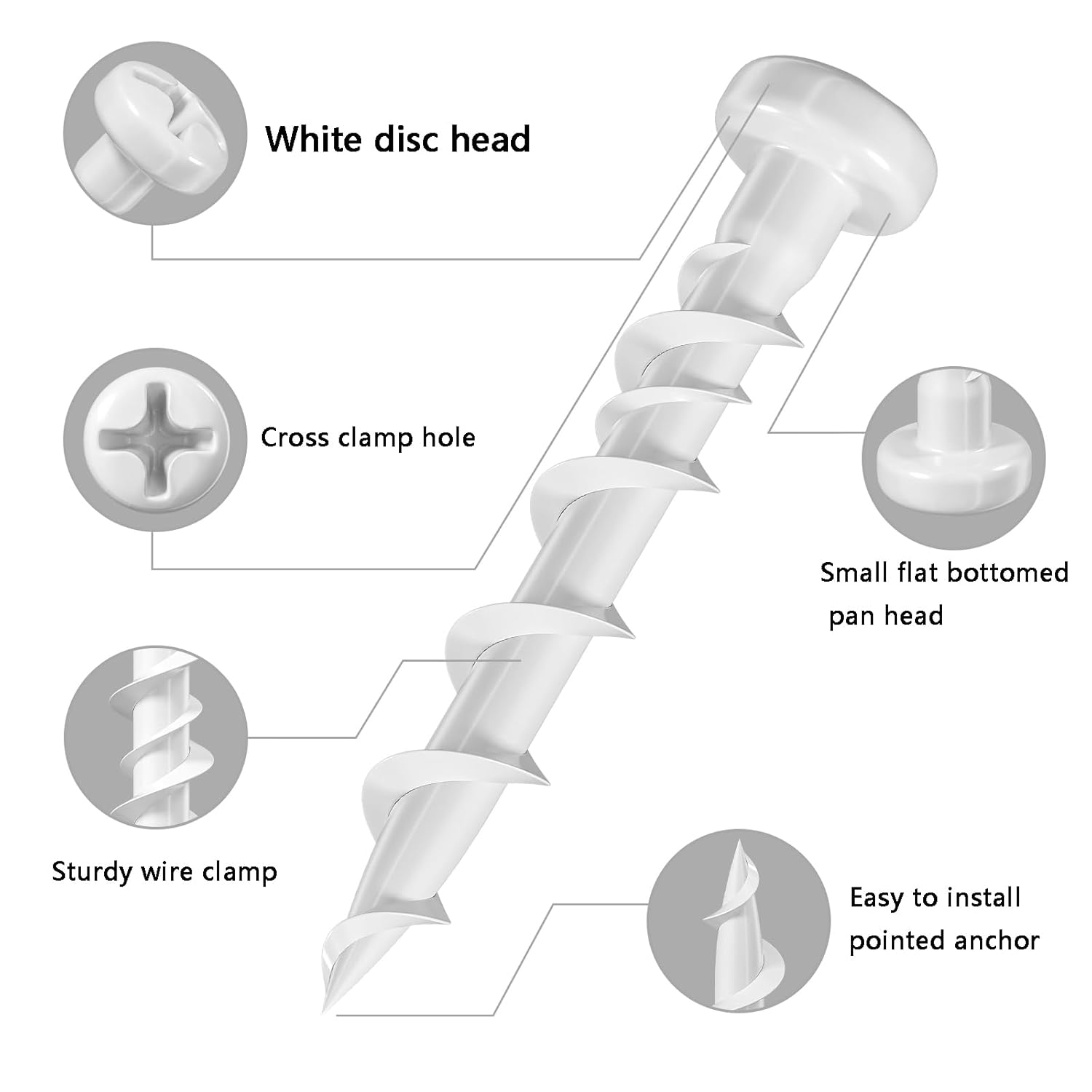 (100 pcs) Pan Head Drywall Anchors 1-1/4" White Anti Rt Coating, Bolt Anchor, Duty Hollow Wall Anchors — image 2