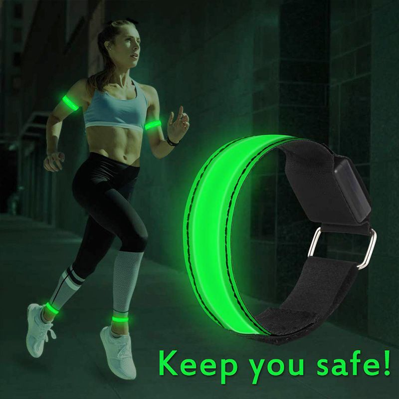 LED Armband, 4 Pack Reflective Strips Light Up Arm Bands, Safety Flashing Lights and Glow Bracelet, Hi Vis for Sports — image 4