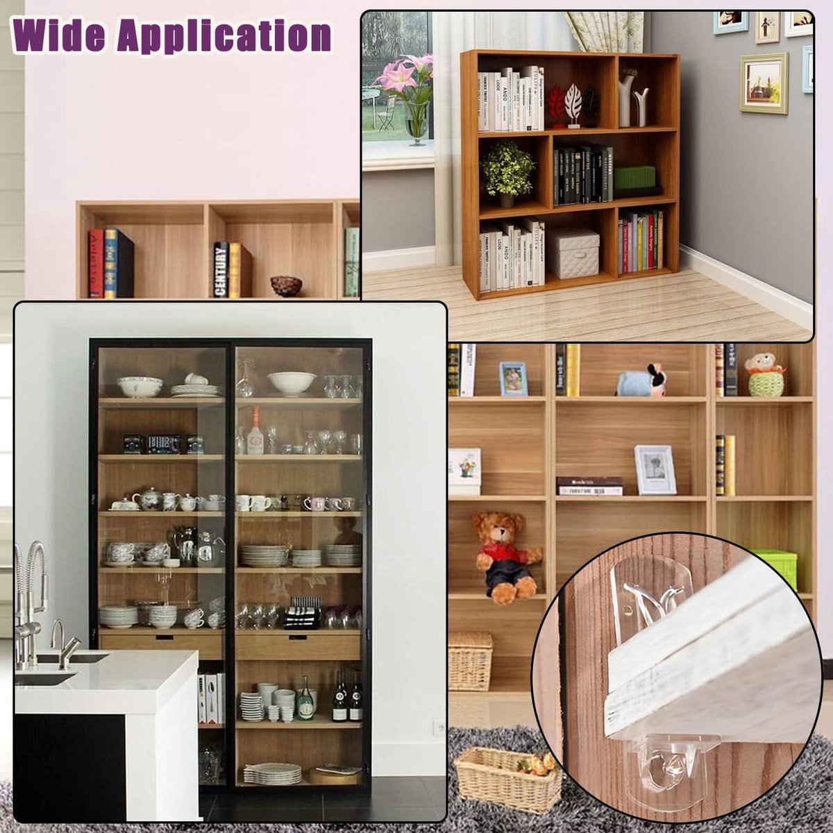Support nails - 20 plastic shelf support nails with snap closure - 6 mm shelf nails - self-locking bracket clips - transparent shelf nails - suitable for — image 5