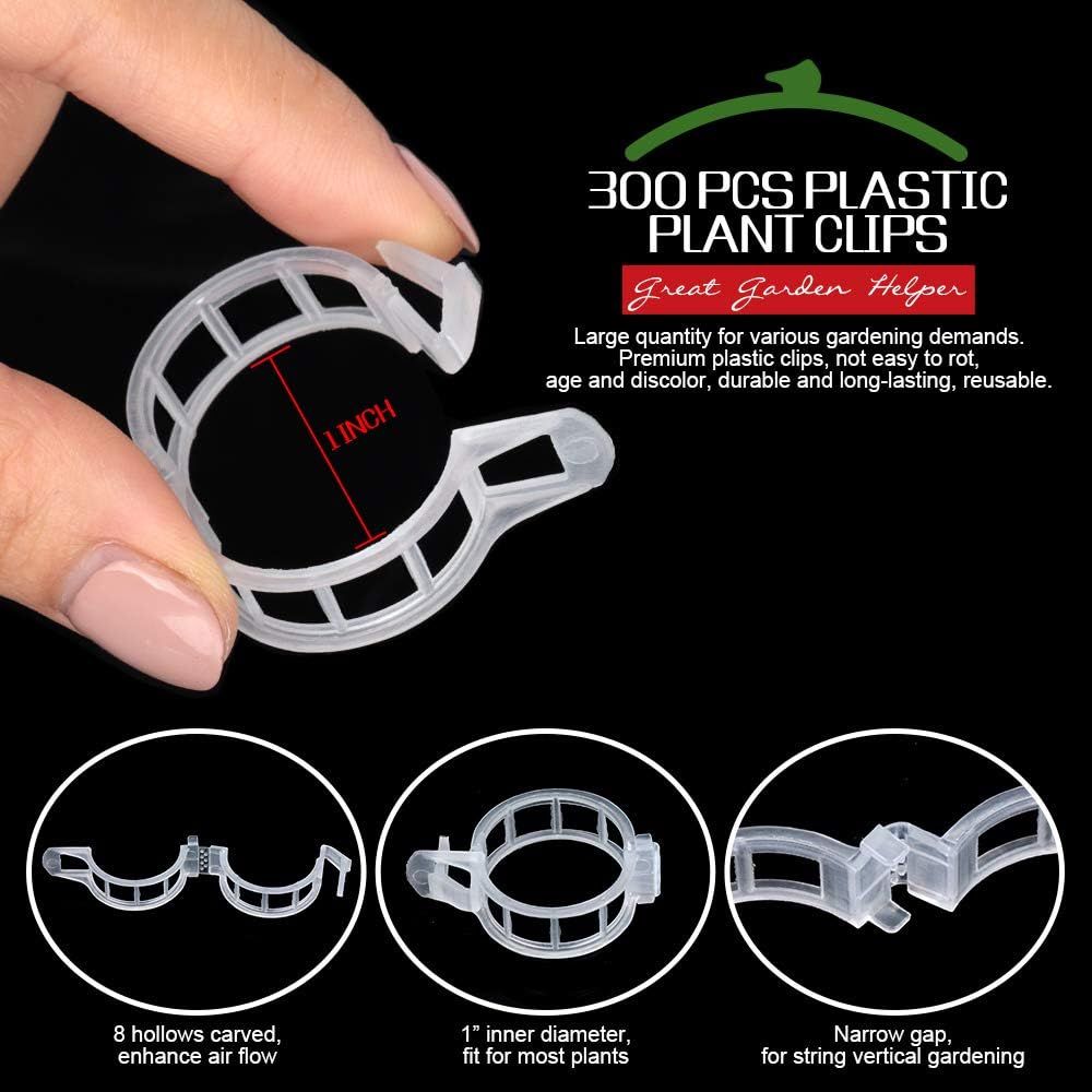 300 PCS Plant Support Clips, Plastic Garden Plant Ties, Tomato Clips Trellis or Tomato Cucumber lower Squash Vine, 1” Inner Diameter or Climbing Plants — image 4