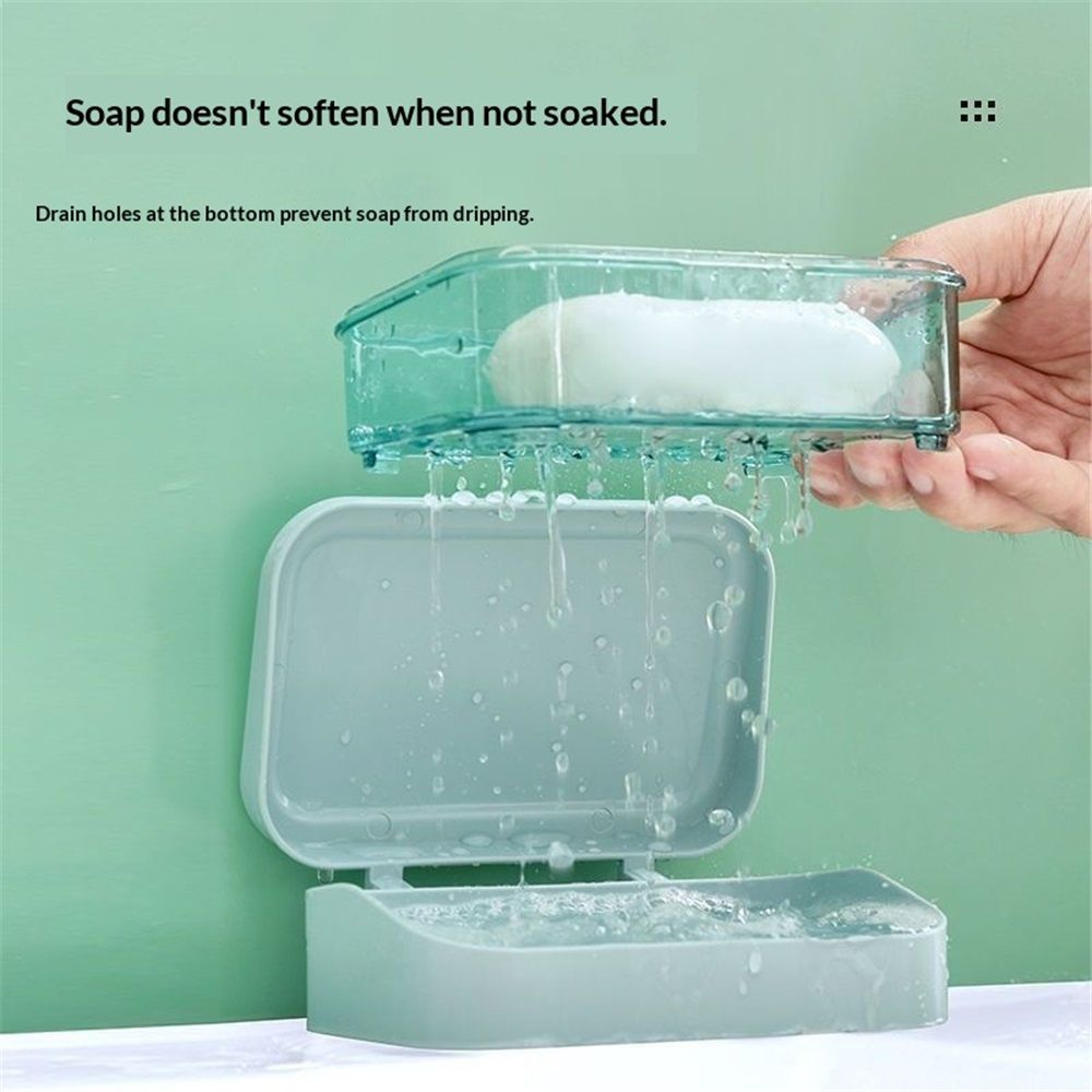 2 pack Soap Holder with Drainage Lid Compact 13.2*8*5cm Bar Soap Container for Bathroom and Kitchen Waterproof Saver Box with Water Filter(only boxs) — image 3
