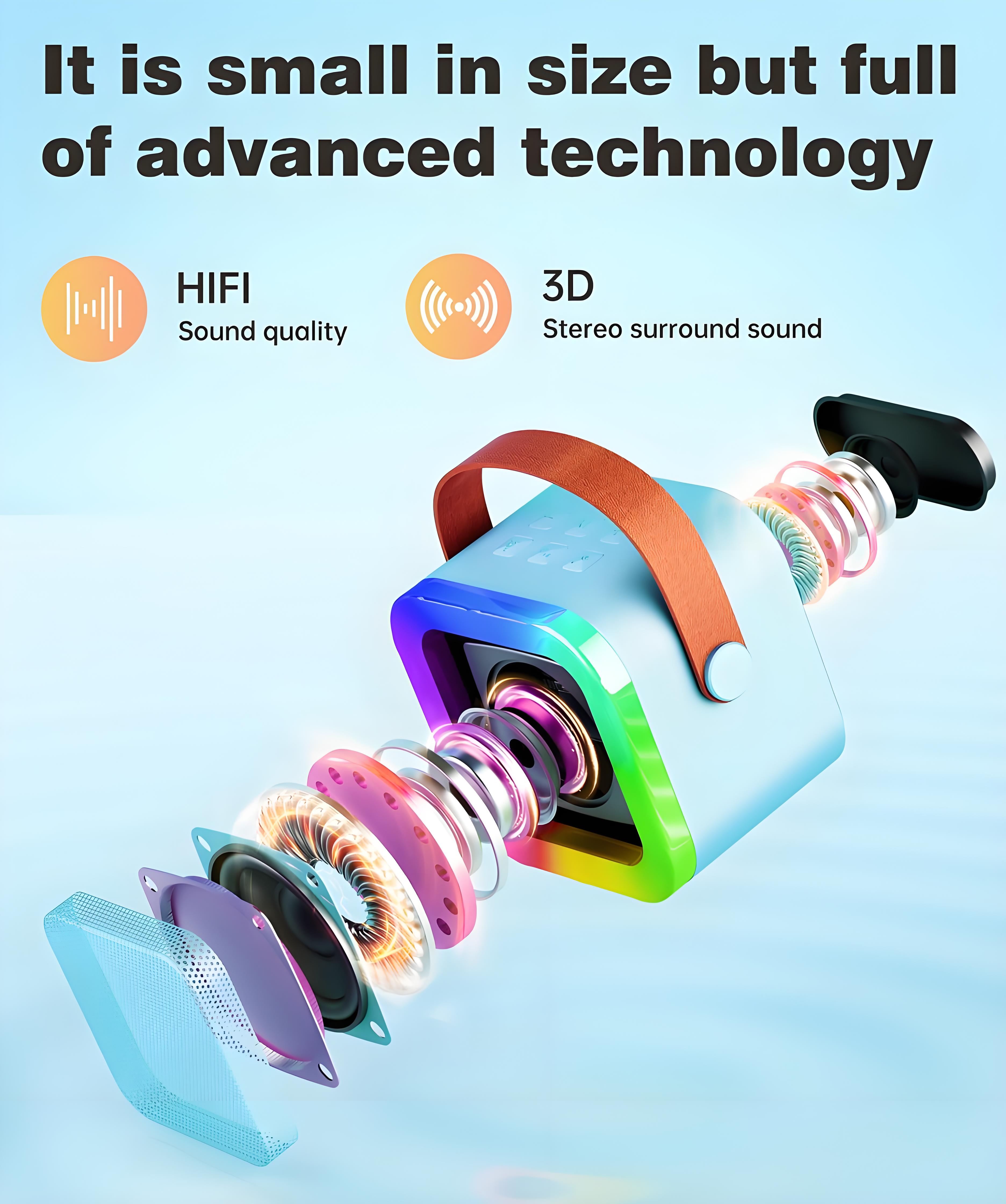 Black Mini Karaoke Machine with 2 Wireless Microphones: Portable Bluetooth Speaker for Kids & Adults, Ideal Gift for All Occasions โ image 2