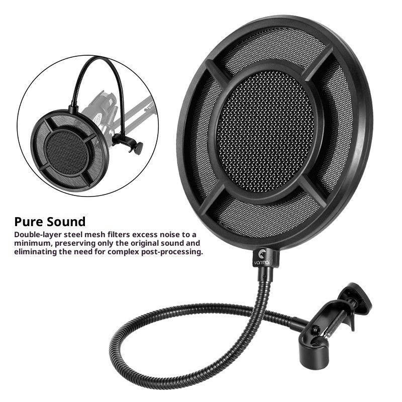 2-layer Anti spray net for Other Mic, Upgraded Metal Microphone Pop Filter Windscreen with Flexible 360°Gooseneck — image 2