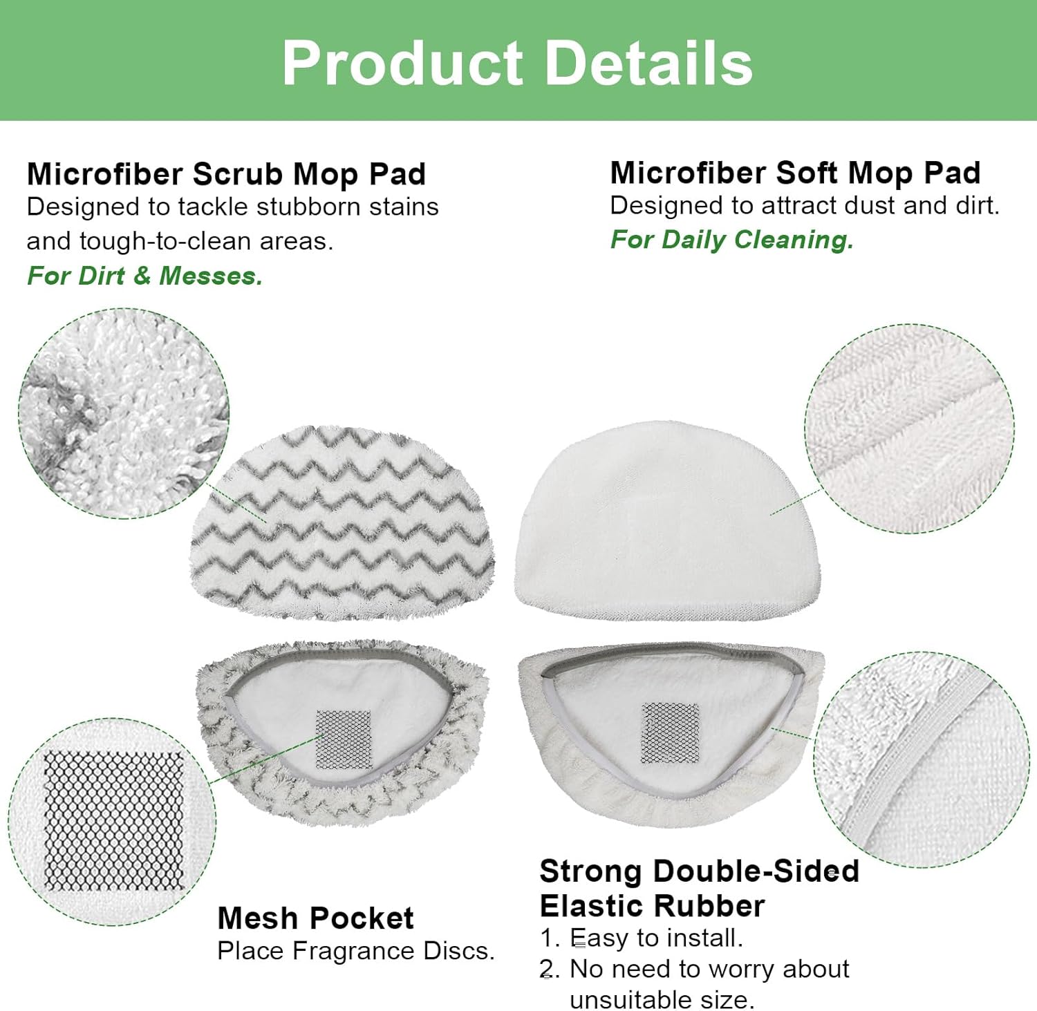 10 Pack 1940 1806 2685A Steam Mop Pads For Bissell Powerfresh Steam Mop Deluxe Pet Lift-Off Plus Slim Scrubbing Steam Mop Replacement Pad 1940A 2814 1544A — image 3