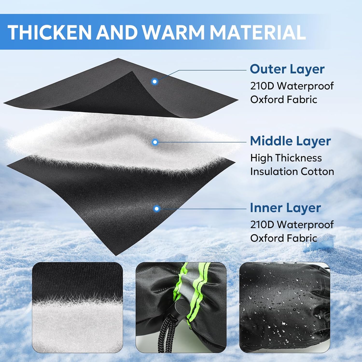 Outdoor Faucet Cover for Winter - 4 Packs 7.09''W x 10.24''H Water Socks Freeze Protection Pipe Insulation Reusable Waterproof Insulated Spigot Backflow Cover — image 2