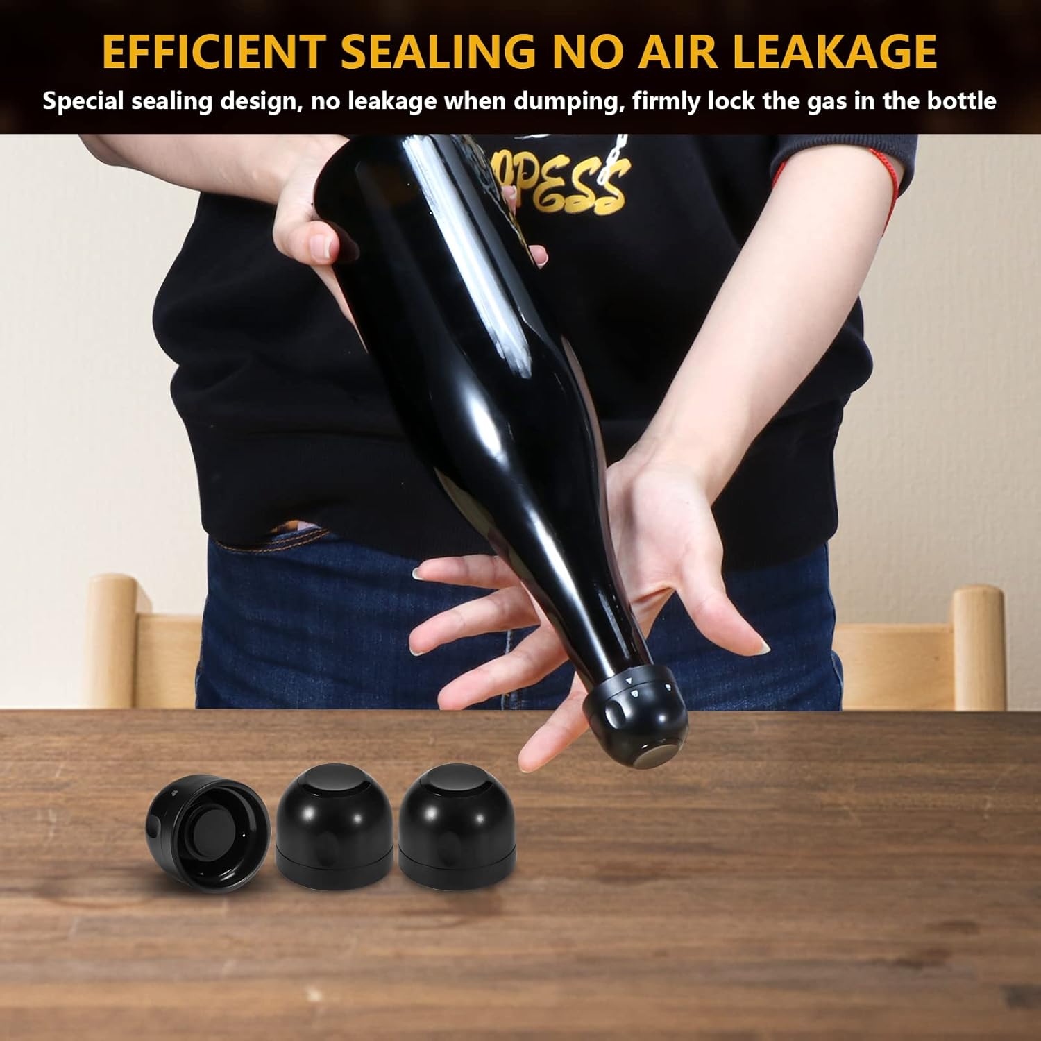 Reusable Silicone Wine Stopper 4-Pack Universal Leak-Proof Sealed Champagne Bottle — image 3