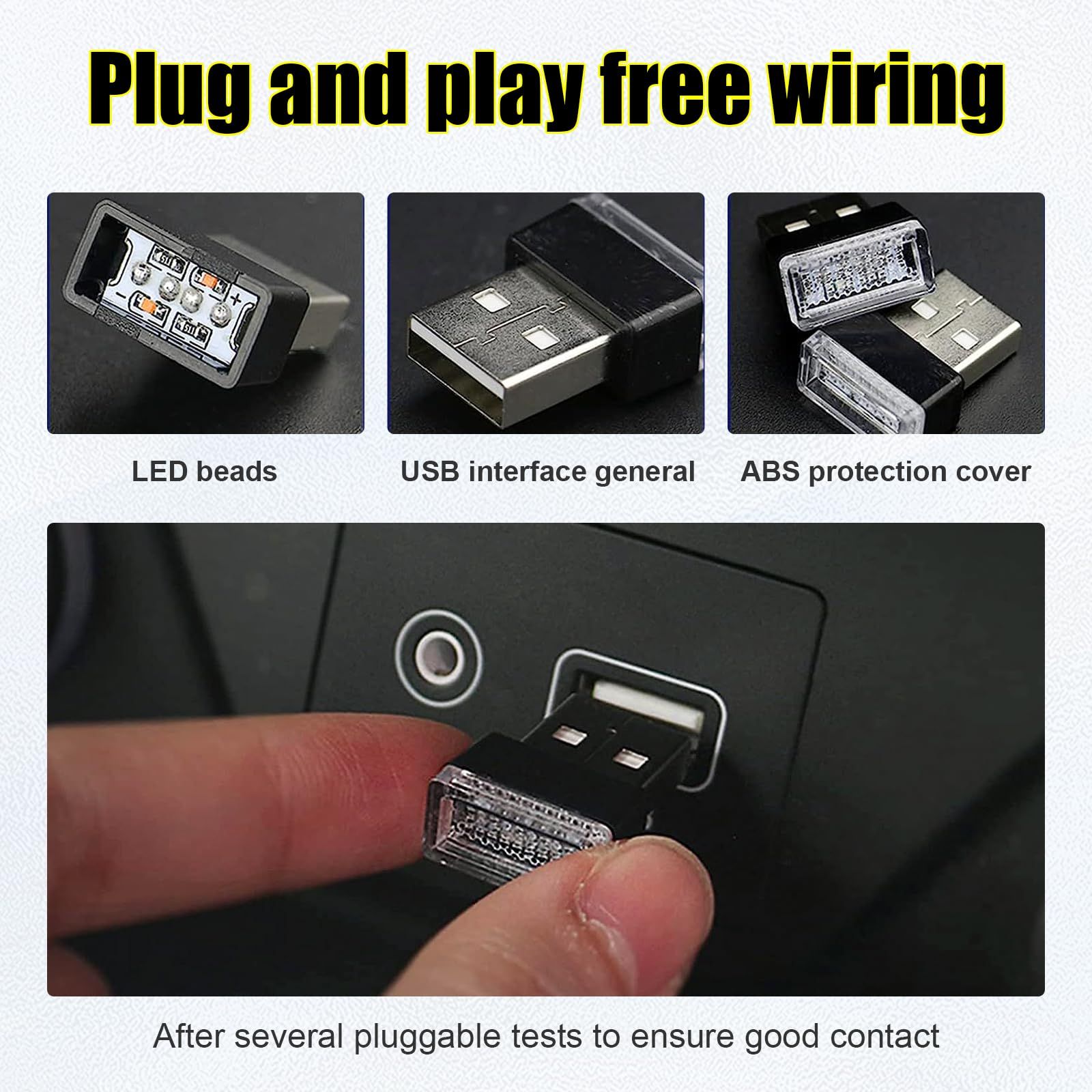 4 PCS USB LED Car Interior Atmosphere Lamp, Portable Mini LED Night Light, Universal Car Interior Accessories (Green) — image 4