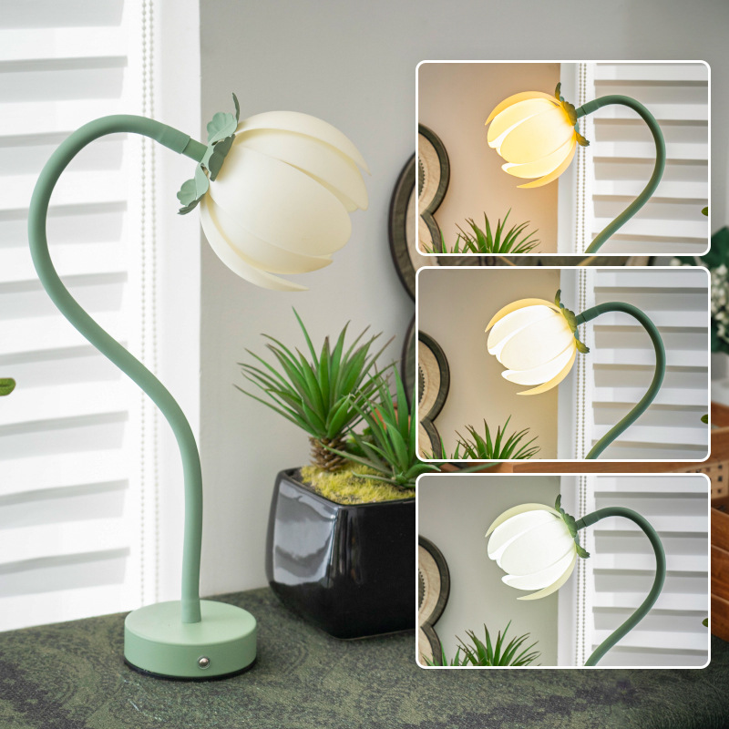 Pink LED Tulip Desk Lamp - Flexible Gooseneck, Decorative Flower Table Light โ image 5