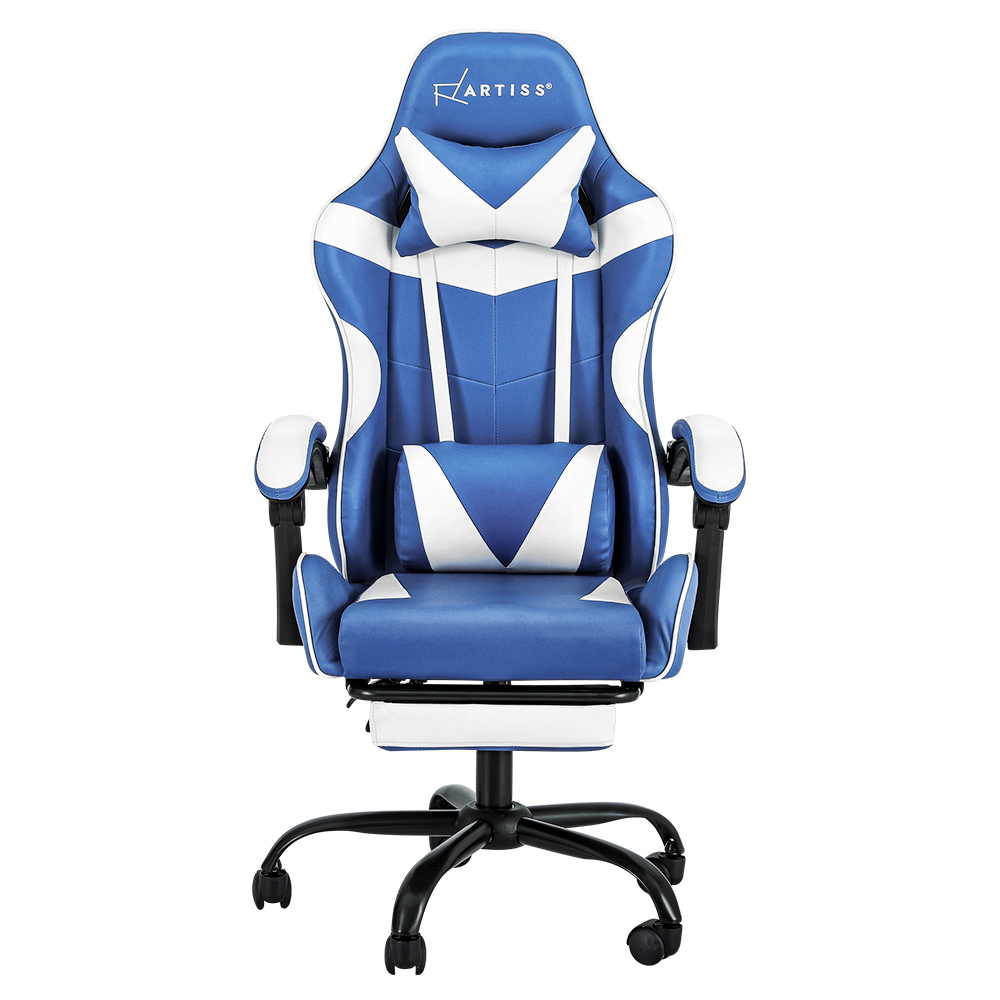 Artiss Gaming Office Chair Executive Computer Leather Chairs Footrest Blue White โ image 3