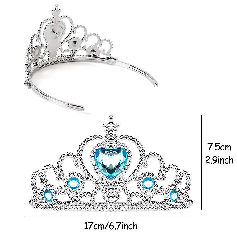 Elsa Princess Dress Clothes Cosplay Dress Up Gloves Wand Crown Jewelry Set Elsa Wig Necklace Braid — image 4