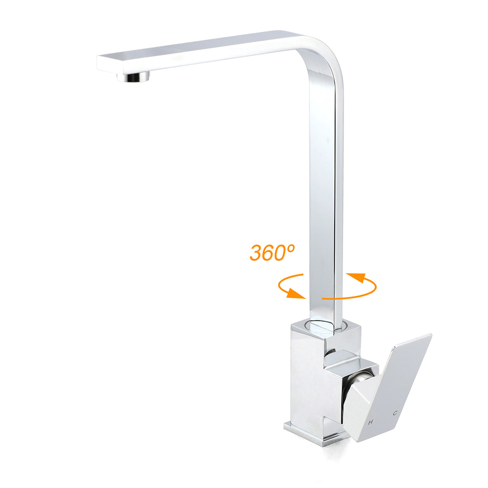 WELS Chrome Square Gooseneck Spout Swivel Laundry Sink Kitchen Mixer Faucet Tap — image 2
