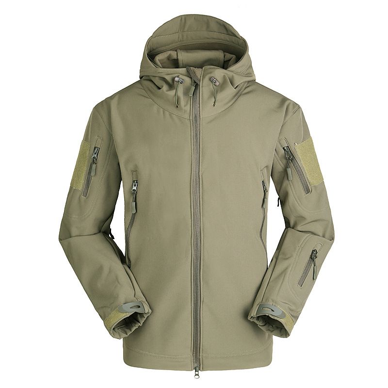 ESDY Men Softshell Jacket Outdoor Fleece Training Coat Green XL