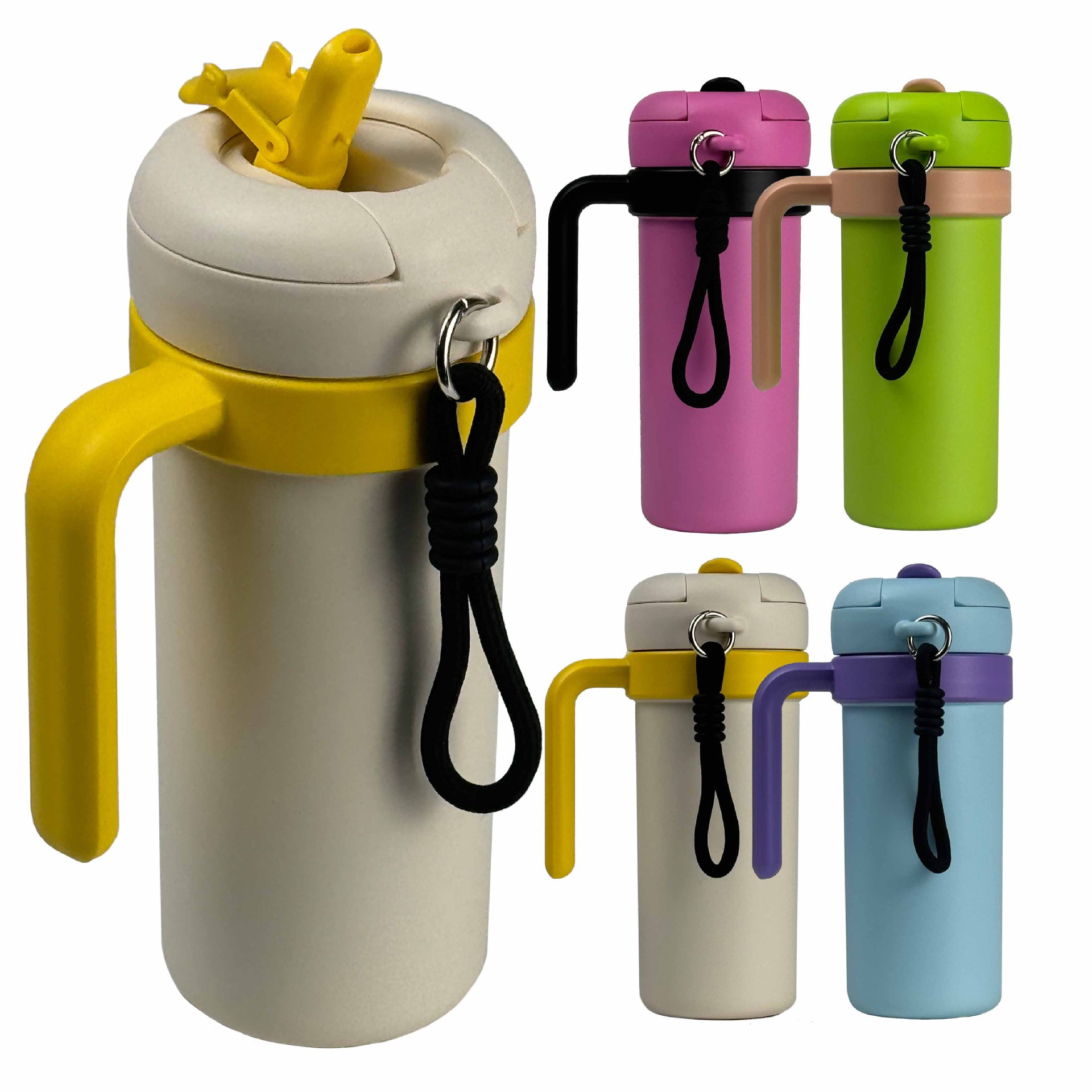 Pink and Black 700ml Insulated Stainless Steel Tumbler with Handle, Dual-Sip Lid, Straw & Tea Infuser โ image 3