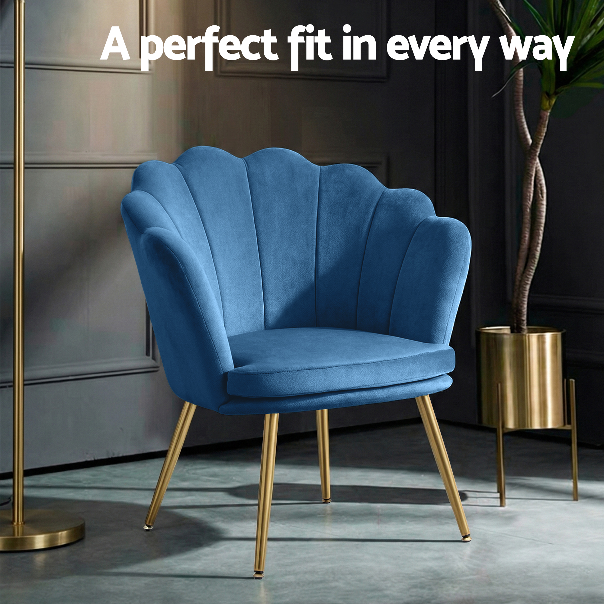 Artiss Armchair Velvet Blue Callista โ image 5