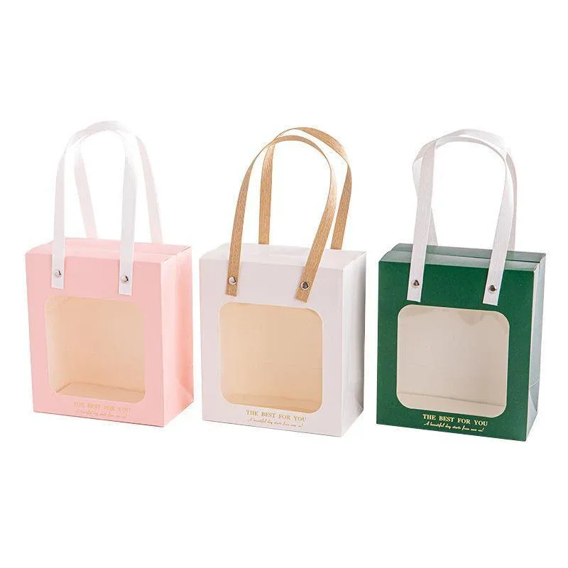 20pcs Translucent Gift Bags Packaging Tote Birthday Party Favors Candy Bags - Green-S Size — image 3