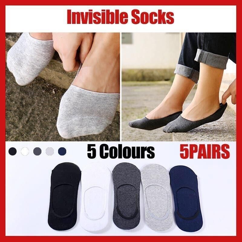 5 Pairs No Show Liner Socks Non Slip Cotton Low Cut Invisible Unisex Footies - Dark Grey — image 2