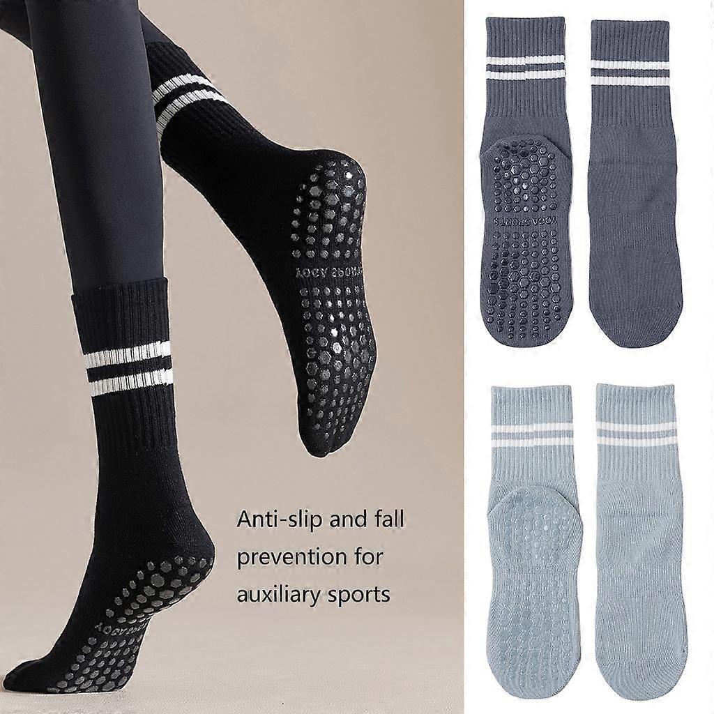 Women's Cotton Grip Yoga Socks Non Slip Pilates Socks Fitness Dance Workout Sports Socks Gray โ image 2