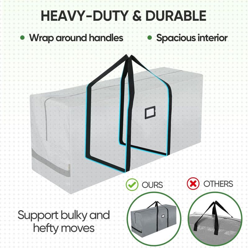 2-Pack Christmas Tree Storage Bag, Heavy Duty Extra Large Artificial Christmas Tree Bag with Reinforced Handles and Dual Zippers Wide Opening-165x38x76cm โ image 3