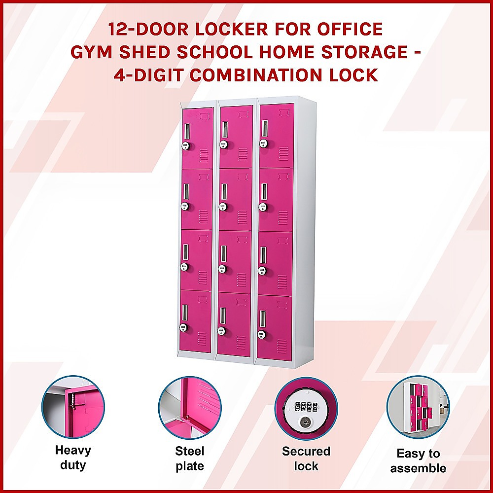 12-Door Locker for Office Gym Shed School Home Storage - 4-Digit Combination Lock โ image 3