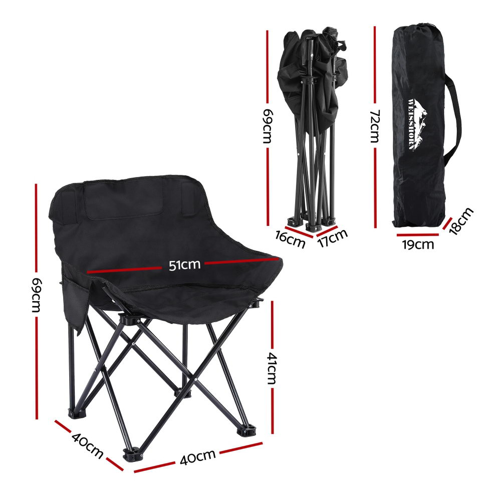 Weisshorn Folding Camping Moon Chair Portable Seat Weight Capacity 120KG Black — image 2
