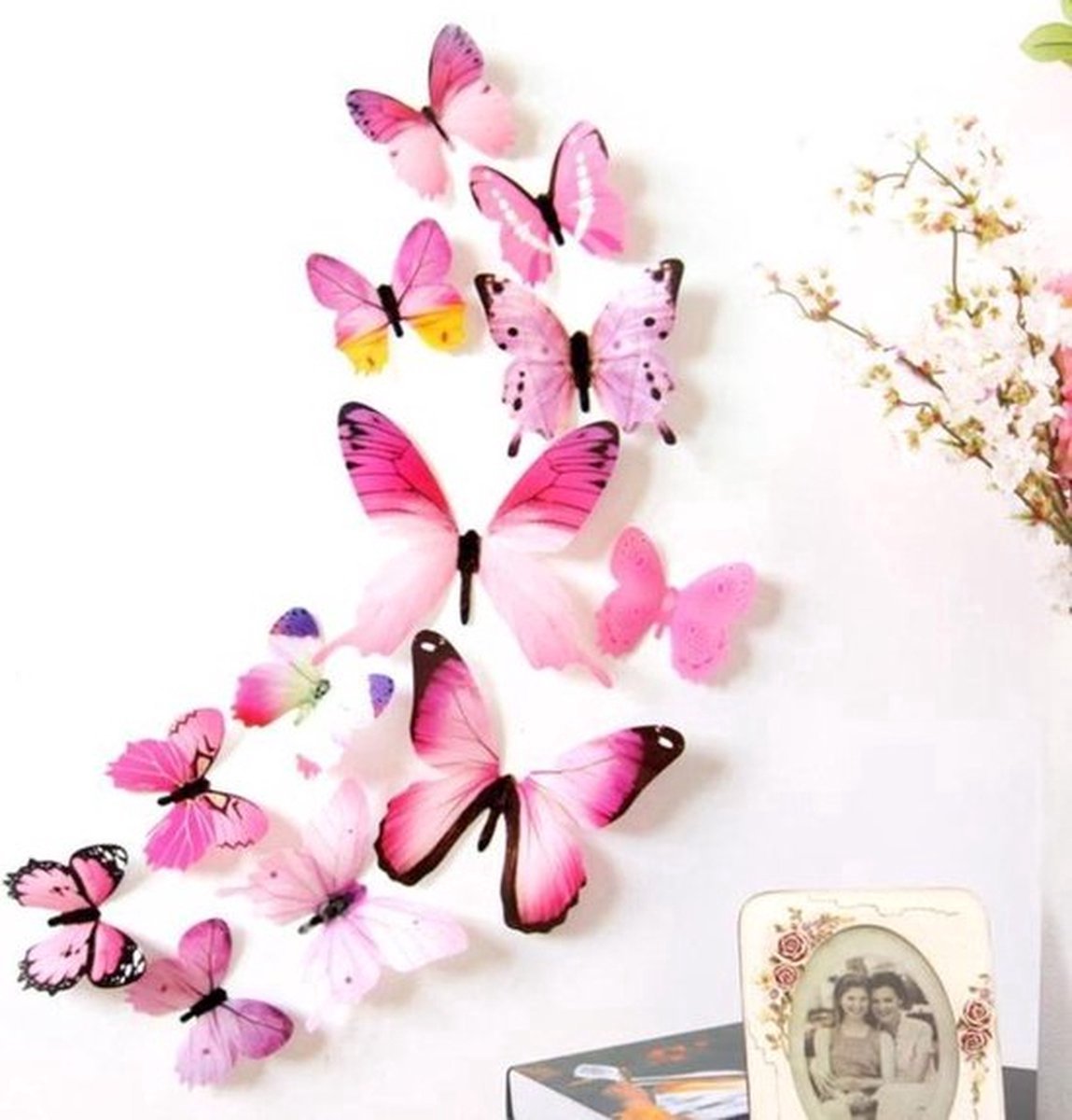 3D Wall Decoration Butterflies 12 Pieces | Wall Butterflies | Butterfly Wall Stickers | Pink — image 2