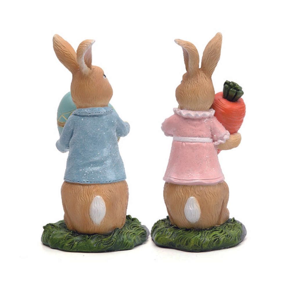Easter Bunny Figurines with Carrot Cute Resin Bunny Rabbit Statue Resin Crafts Ornaments Easter Gifts for Children โ image 4