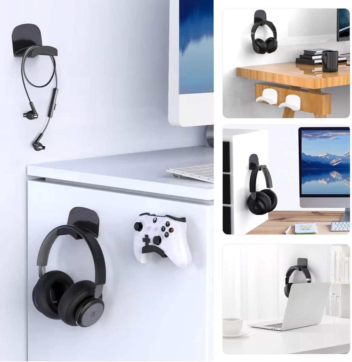 Headset Holder - 2-Piece Headphone Hook - Headset Stand - Universal Headphone Hook - Gaming Headset Stand - Headphone Hook Wall Mount - For Most Gaming — image 4