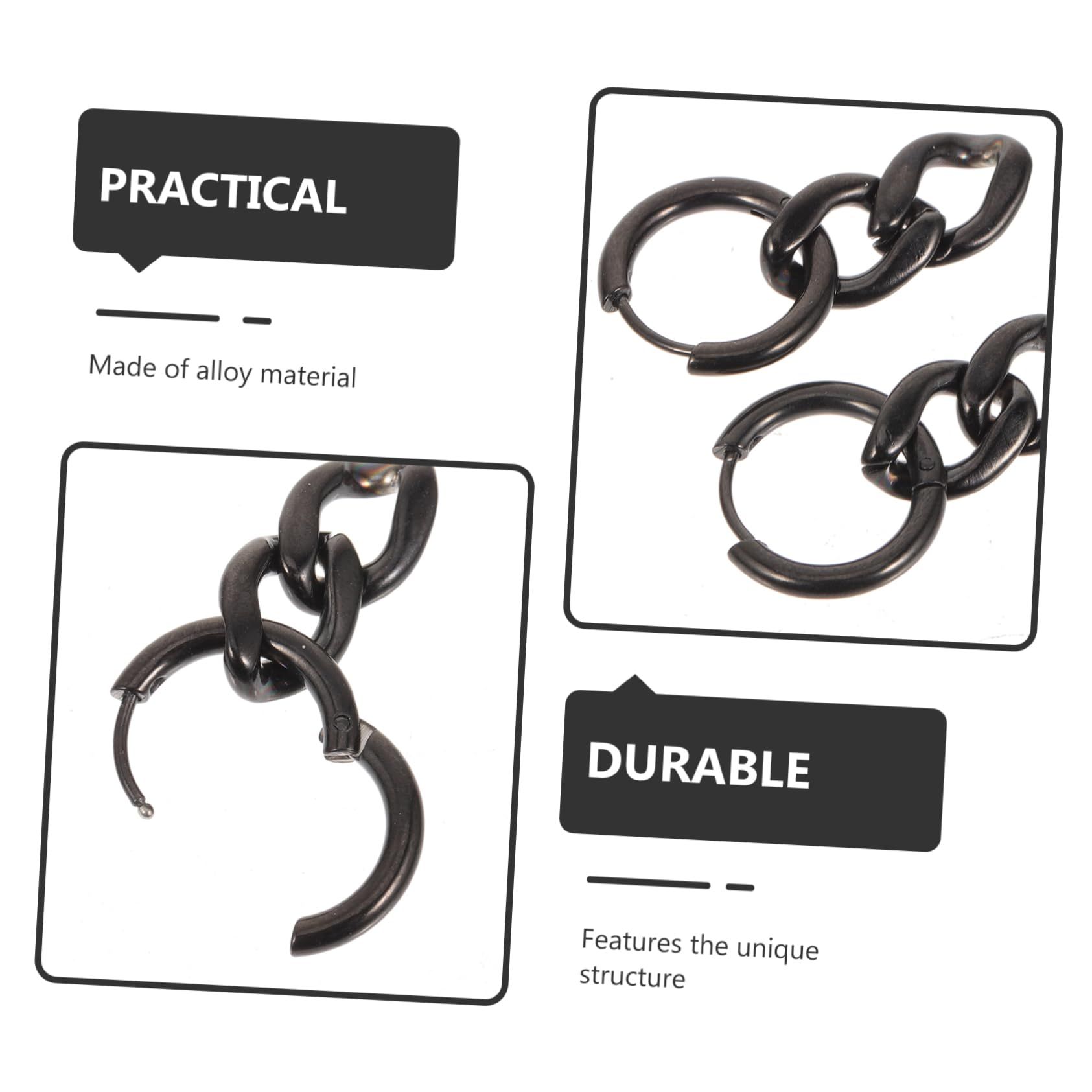 1 Pair chain earrings statement earrings for women chain link stud earrings aesthetic earrings geometric — image 2