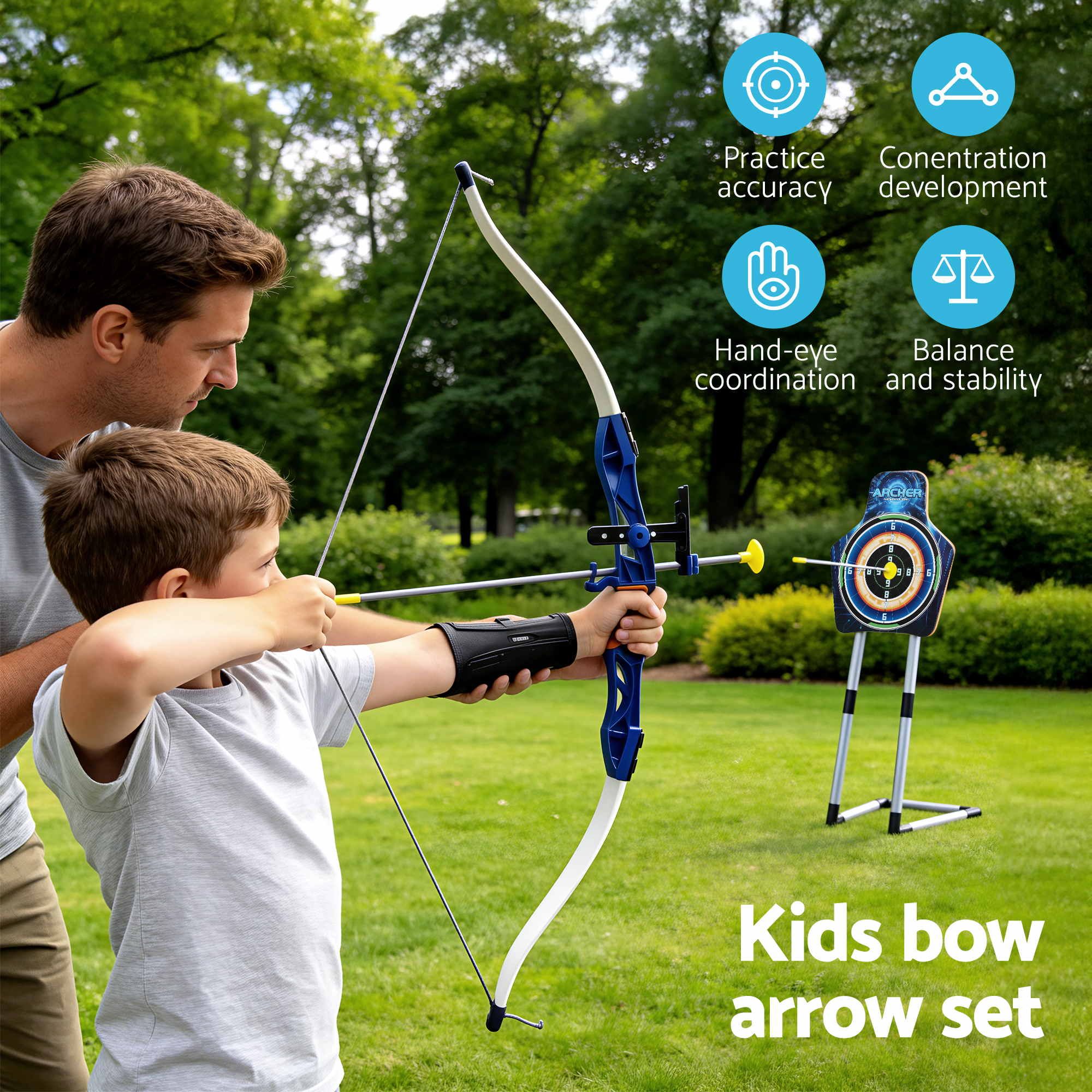 Keezi Kids Bow and Arrow Set Toy Archery Standing Target Suction Cup Arrows โ image 4