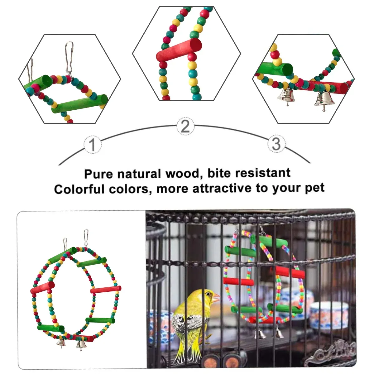 Parrot Swing Toy Bird Perch Stand for Birds Cage Toy Interactive Play Equipment — image 4