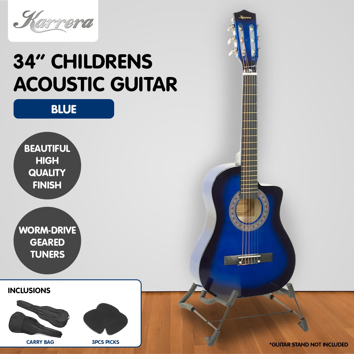 Karrera Childrens Acoustic Guitar Kids - Blue — image 6