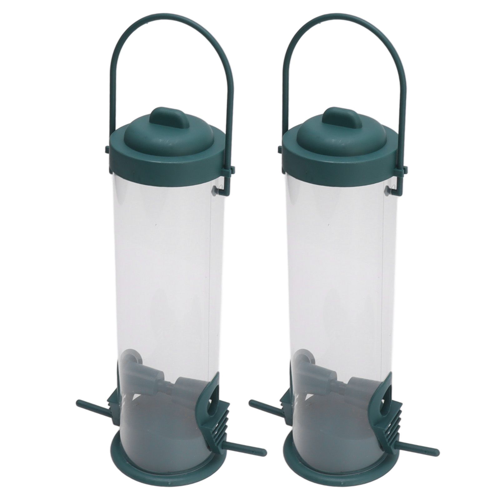 2 Set Bird Tube Feeder Plastic Transparent Hanging Finch Feeder Garden Decoration with 2 Vents 2 Ports — image 5