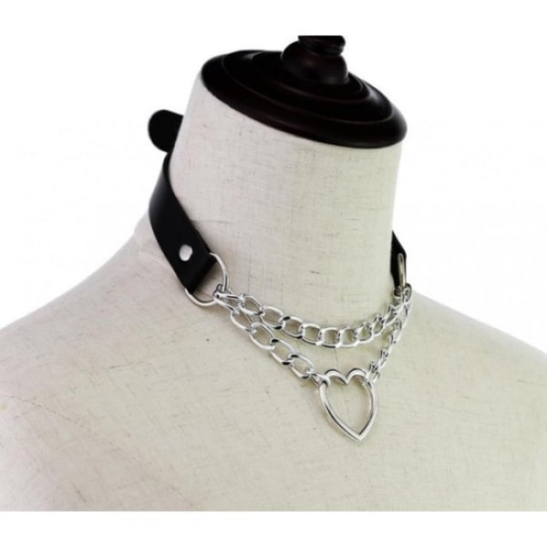 Black PU Leather Necklace with Heart โ image 5