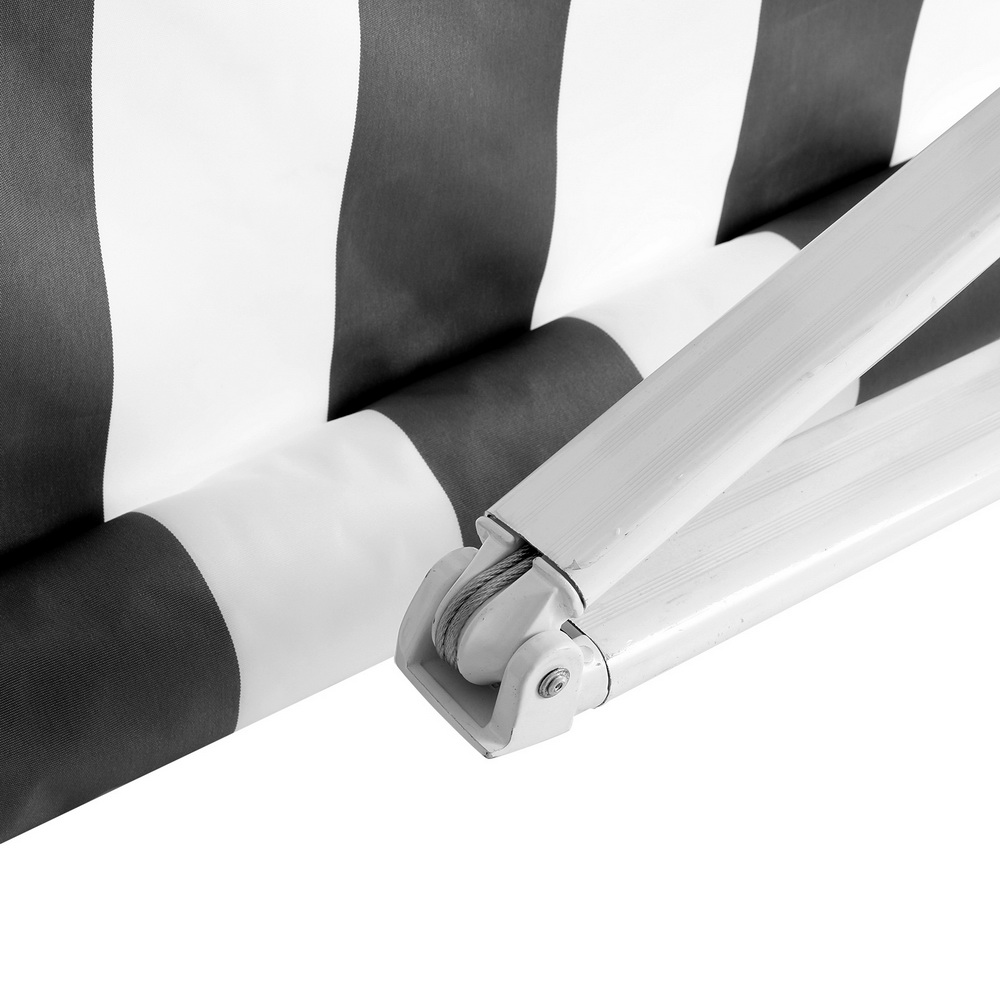 Instahut Retractable Folding Arm Awning Manual Sunshade 3Mx2.5M Grey White — image 4