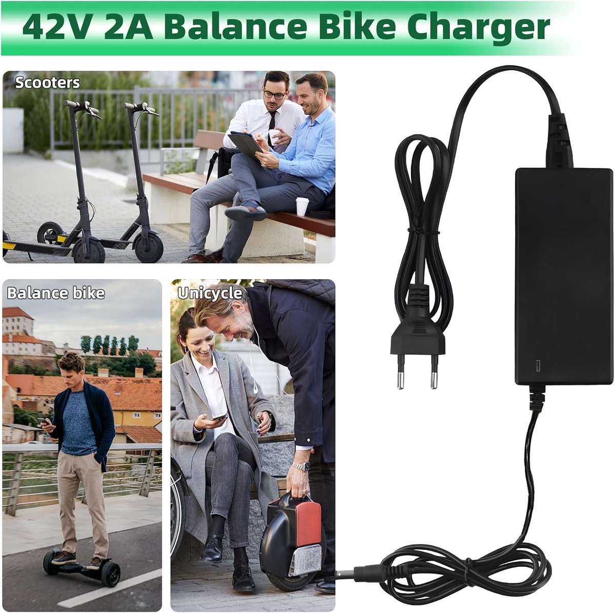 Electric Bike Charger - Charger for Electric Scooters - 36V/42V 2A Universal Charger - With 4 Battery Charger Connectors - Battery Charger — image 4
