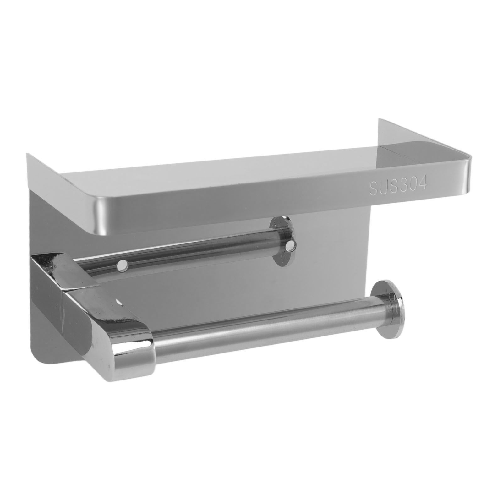 Toilet Paper Holder with Shelf Stainless Steel Minimalist Style Wall Mounted Waterproof Toilet Paper Roll Holder for Bathroom k9 Hem 304 โ image 3