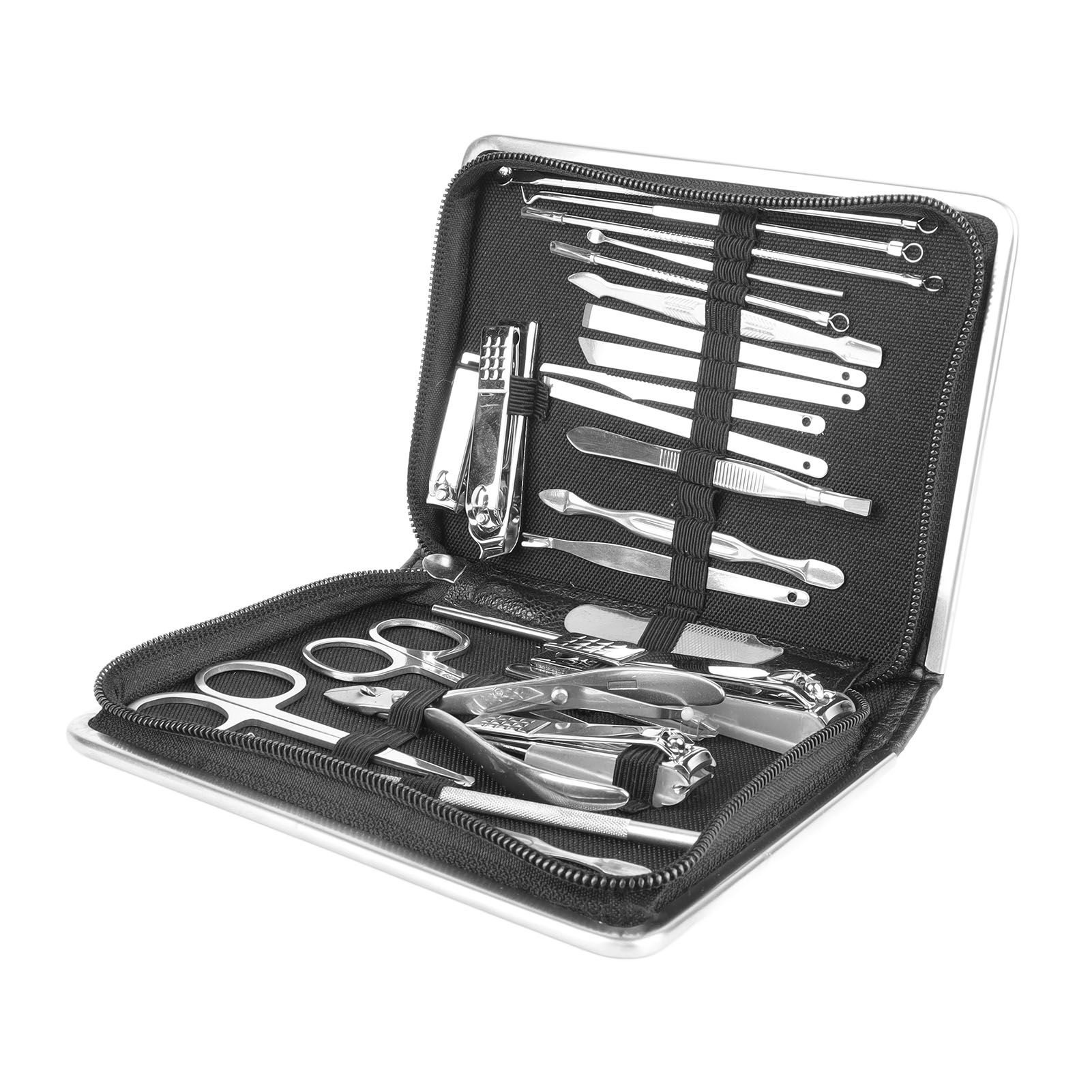 26PCS Manicure Set Black Nail Clippers Set Carbon Steel Manicure Tools Kit for Home Salon — image 3